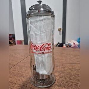 1992 Vintage Coca-Cola Glass Straw Dispenser